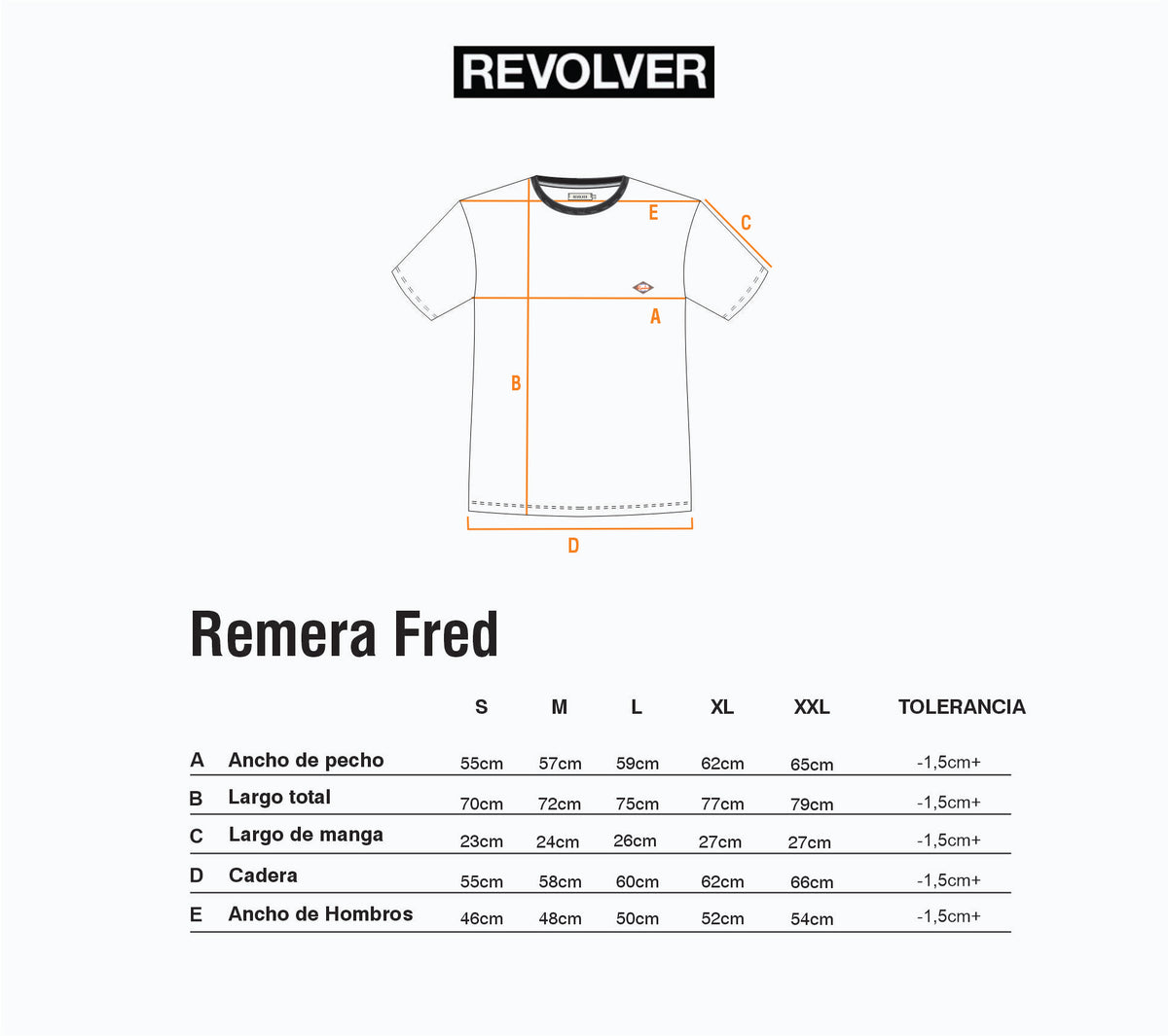 Guía de Talles - Remera Fred Rayas