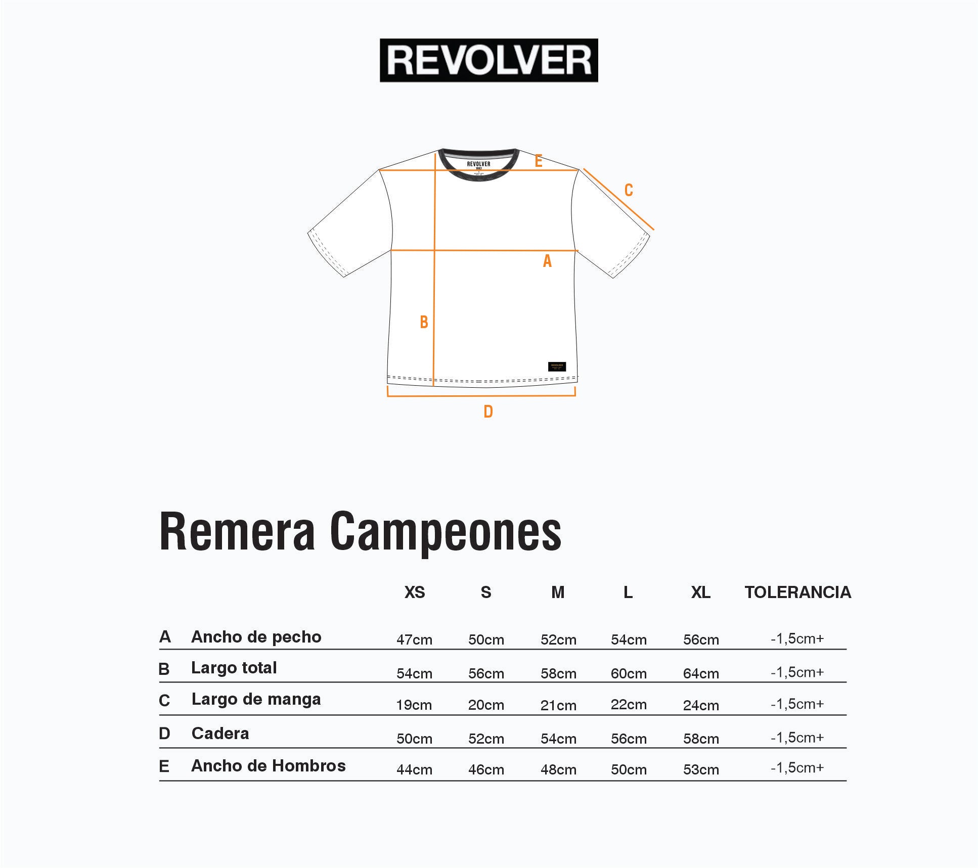 Guía de Talles - Remera Campeón Blanco