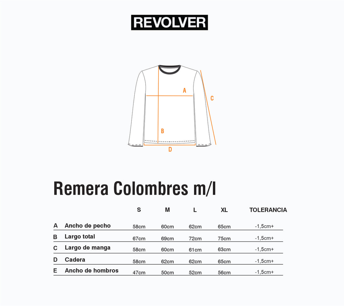Guía de Talles - Remera Colombres M/L Blanco
