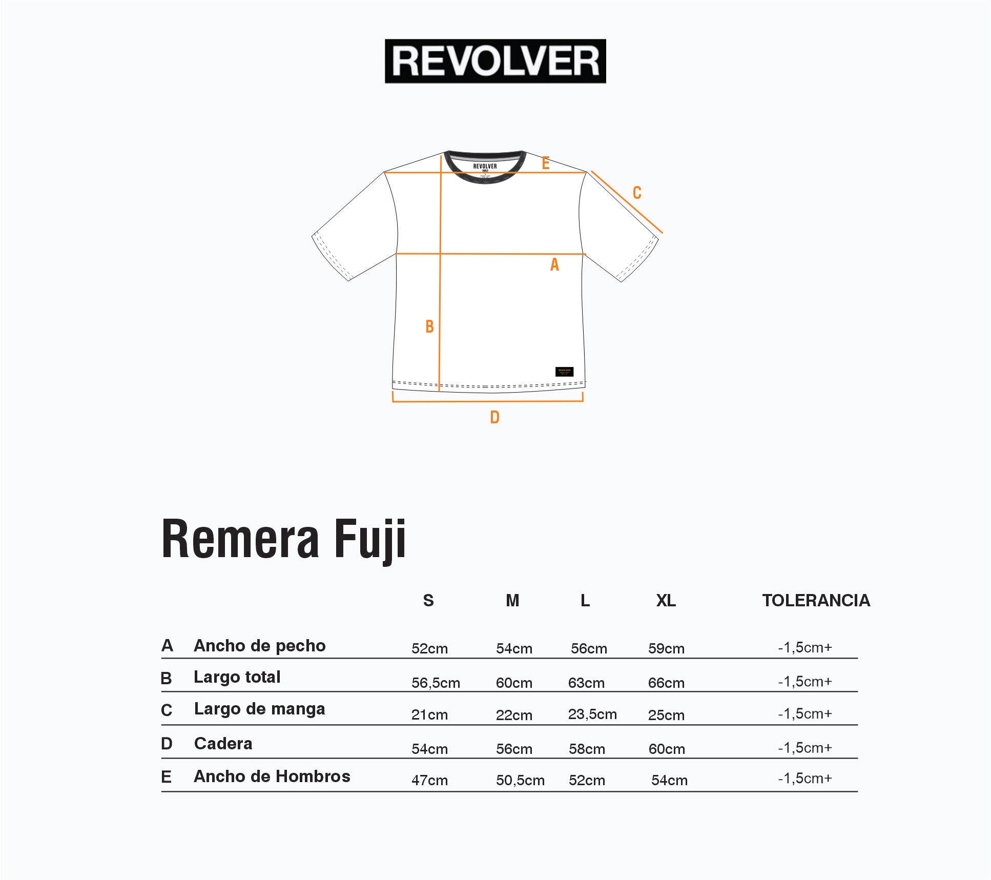 Guía de Talles - Remera M/C Polenta x Revolver