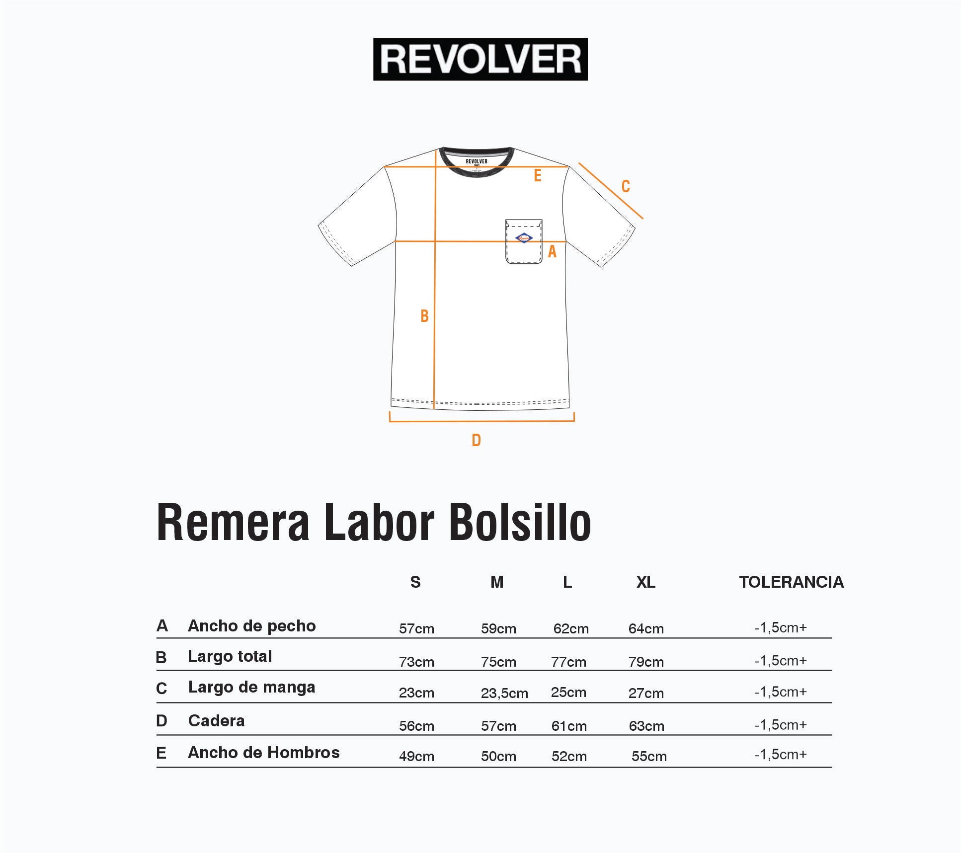 Guía de Talles - Remera Labor Bolsillo Blanco