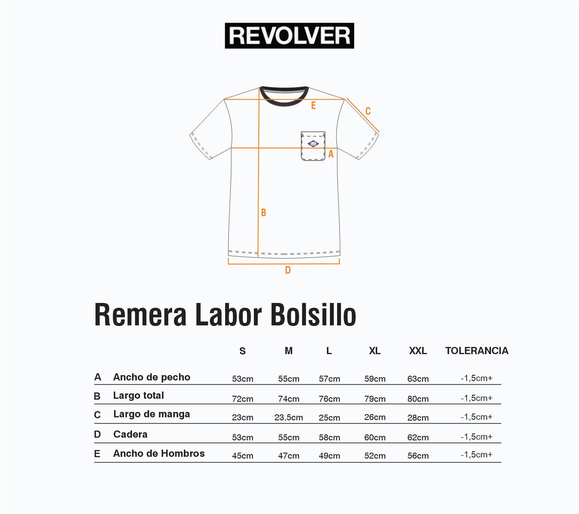 Guía de Talles - Remera Labor Bolsillo Negro