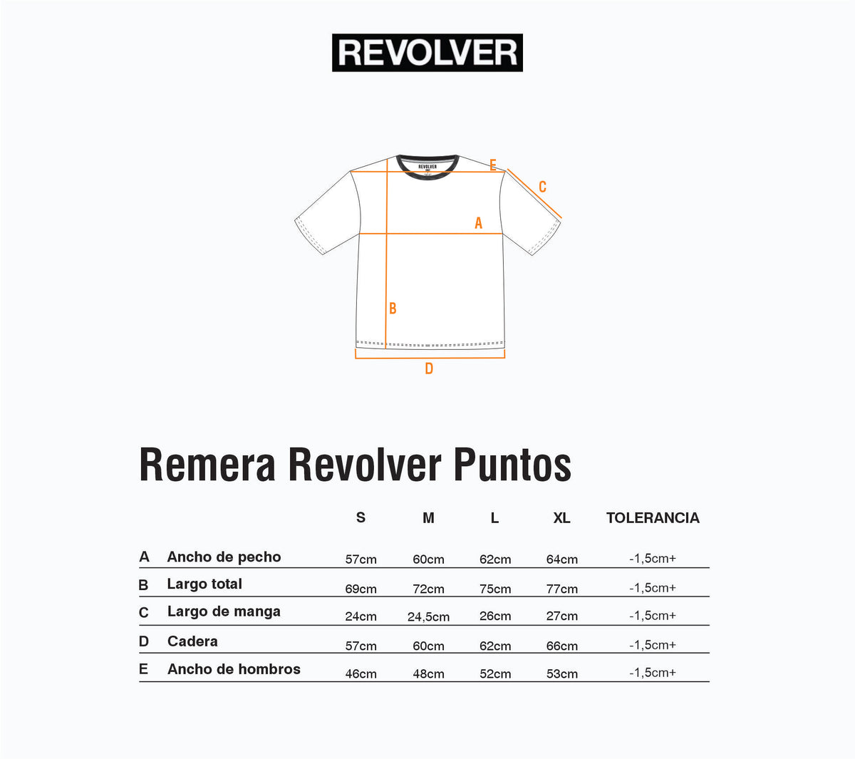Guía de Talles - Remera Revolver Puntos Celeste