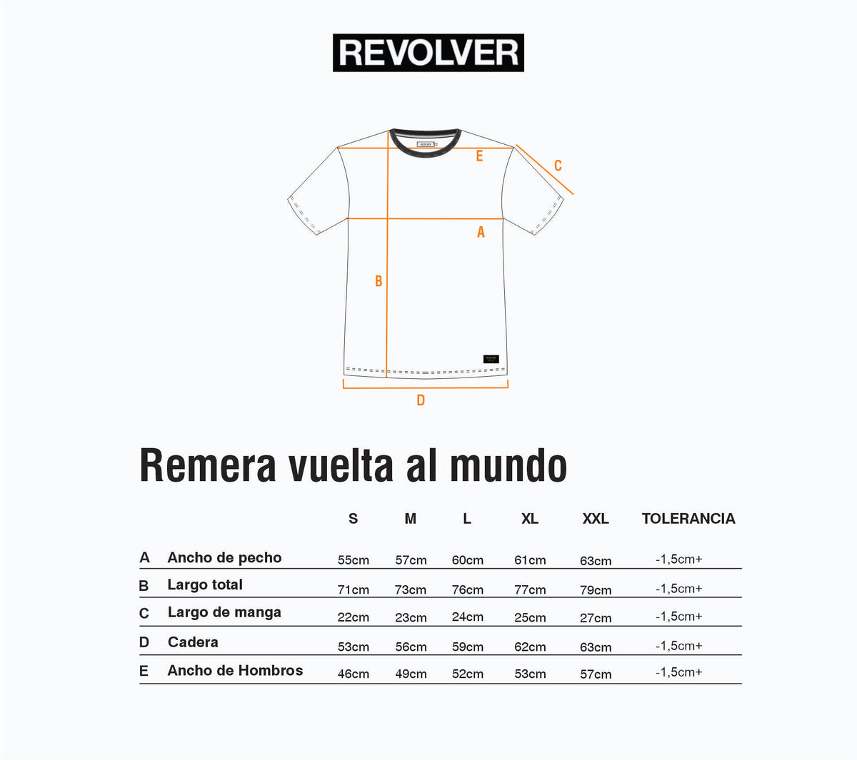 Guía de Talles - Remera Vuelta Al Mundo Negro