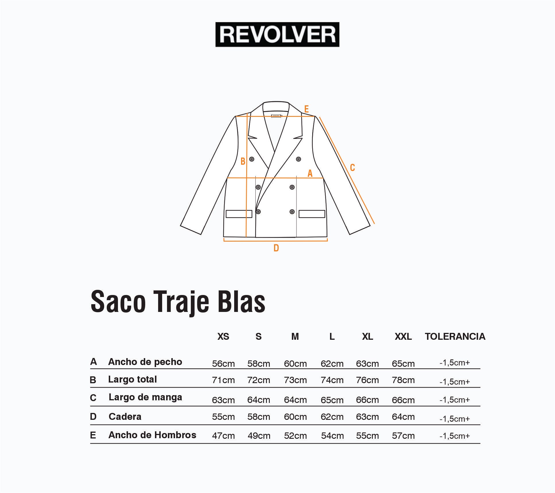 Guía de Talles - Saco Traje Blas Gris