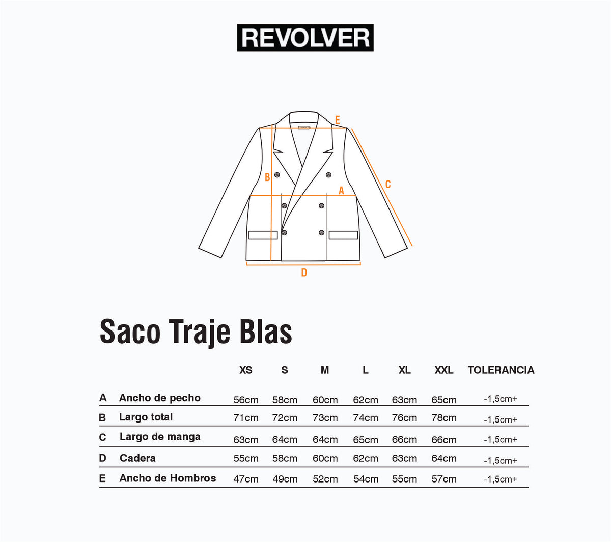 Guía de Talles - Saco Traje Blas Gris