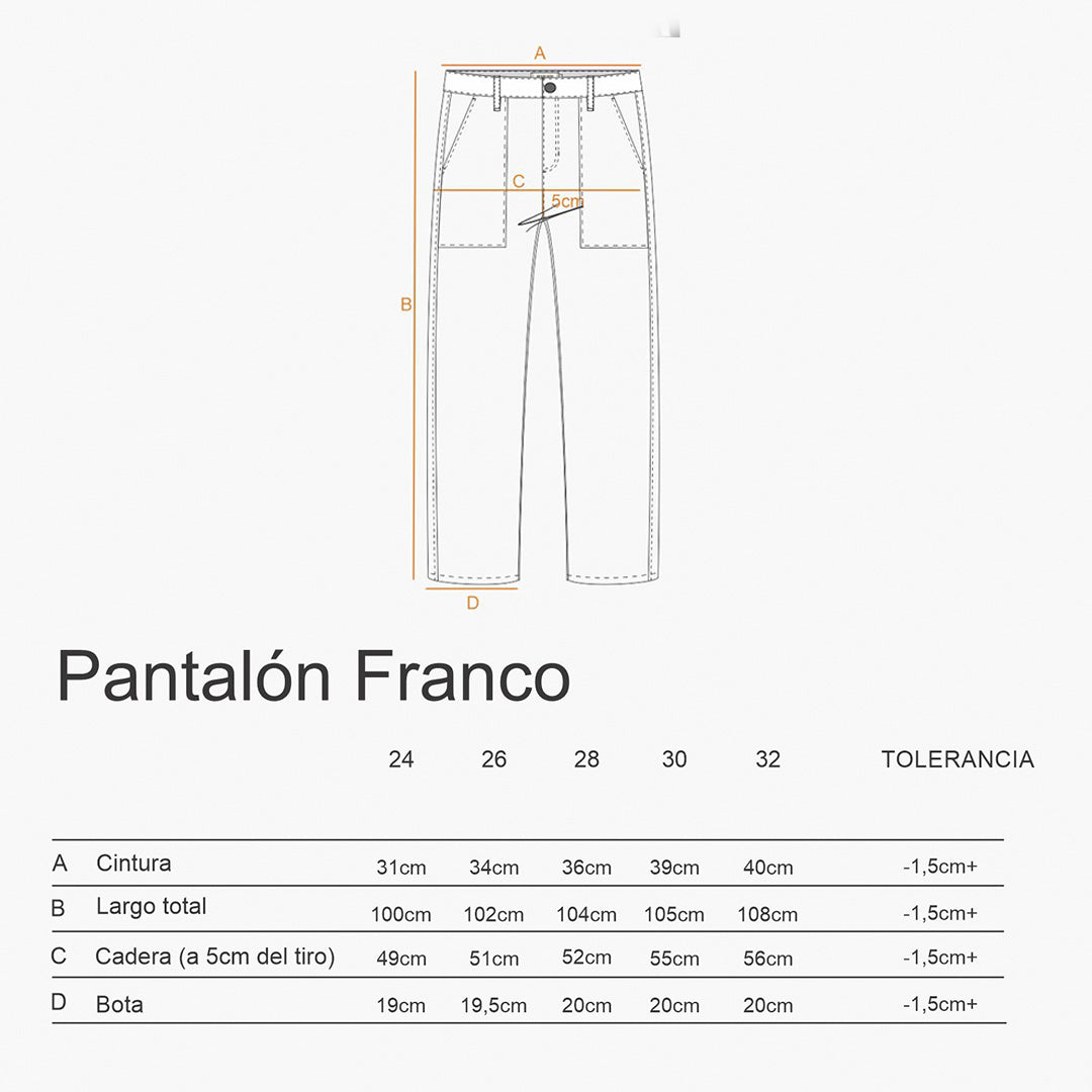 Guía de Talles - Pantalón Franco Marrón