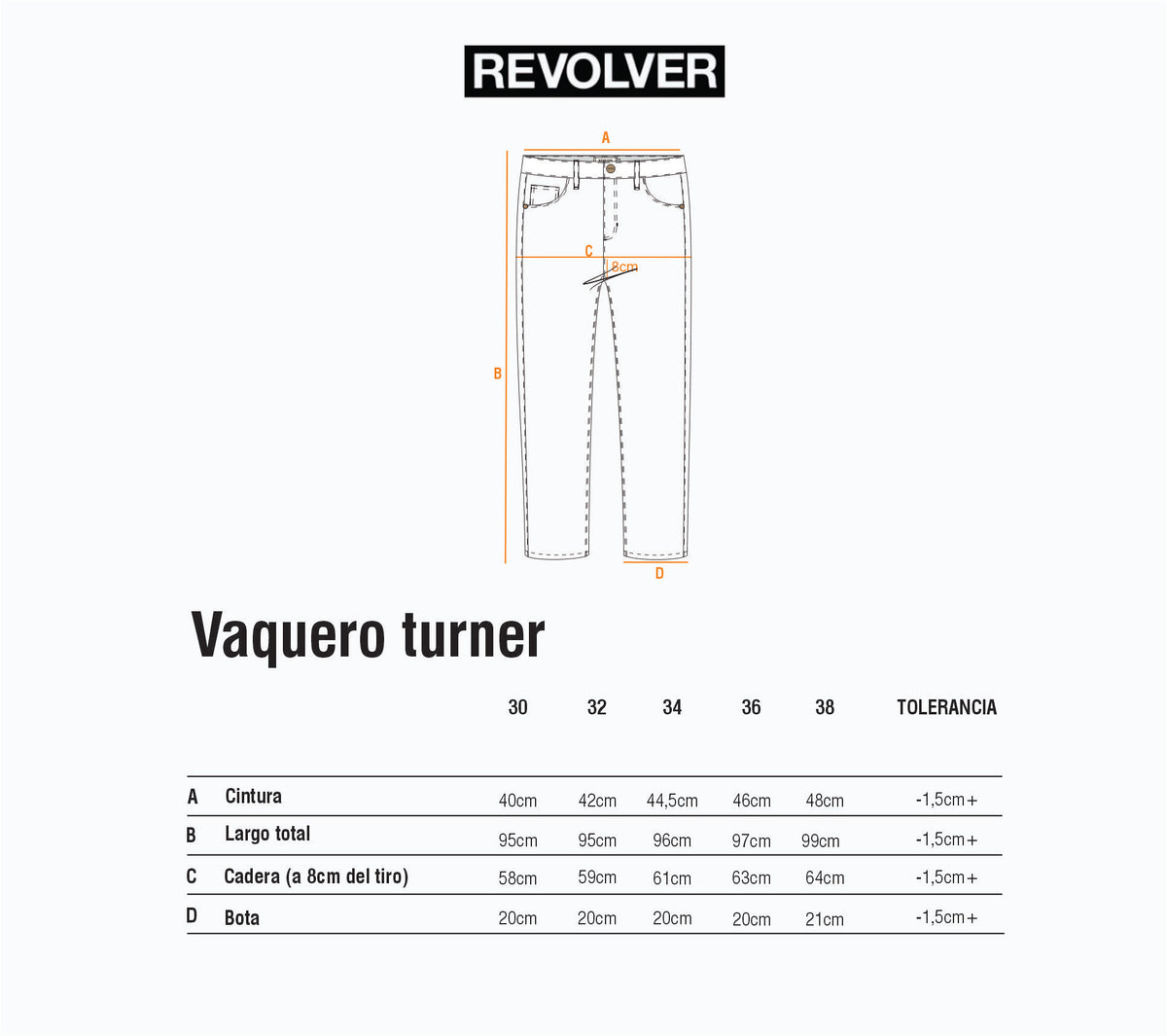 Guía de Talles - Vaquero Turner Negro