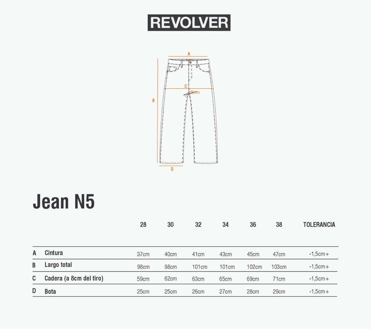 Guía de Talles - Jean N5 Marrón