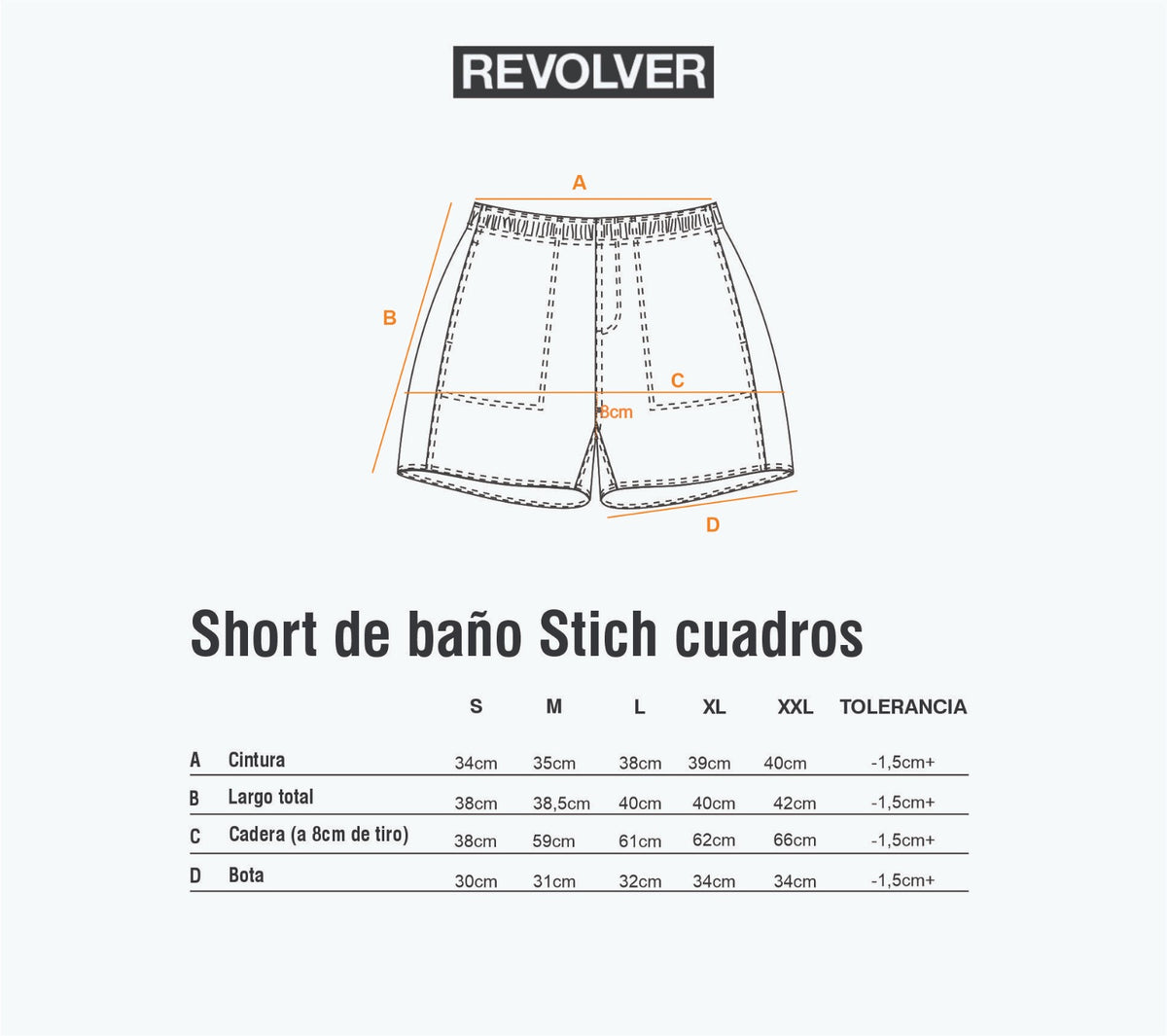 Guía de Talles - Short de Baño Stitch Cuadros Azul