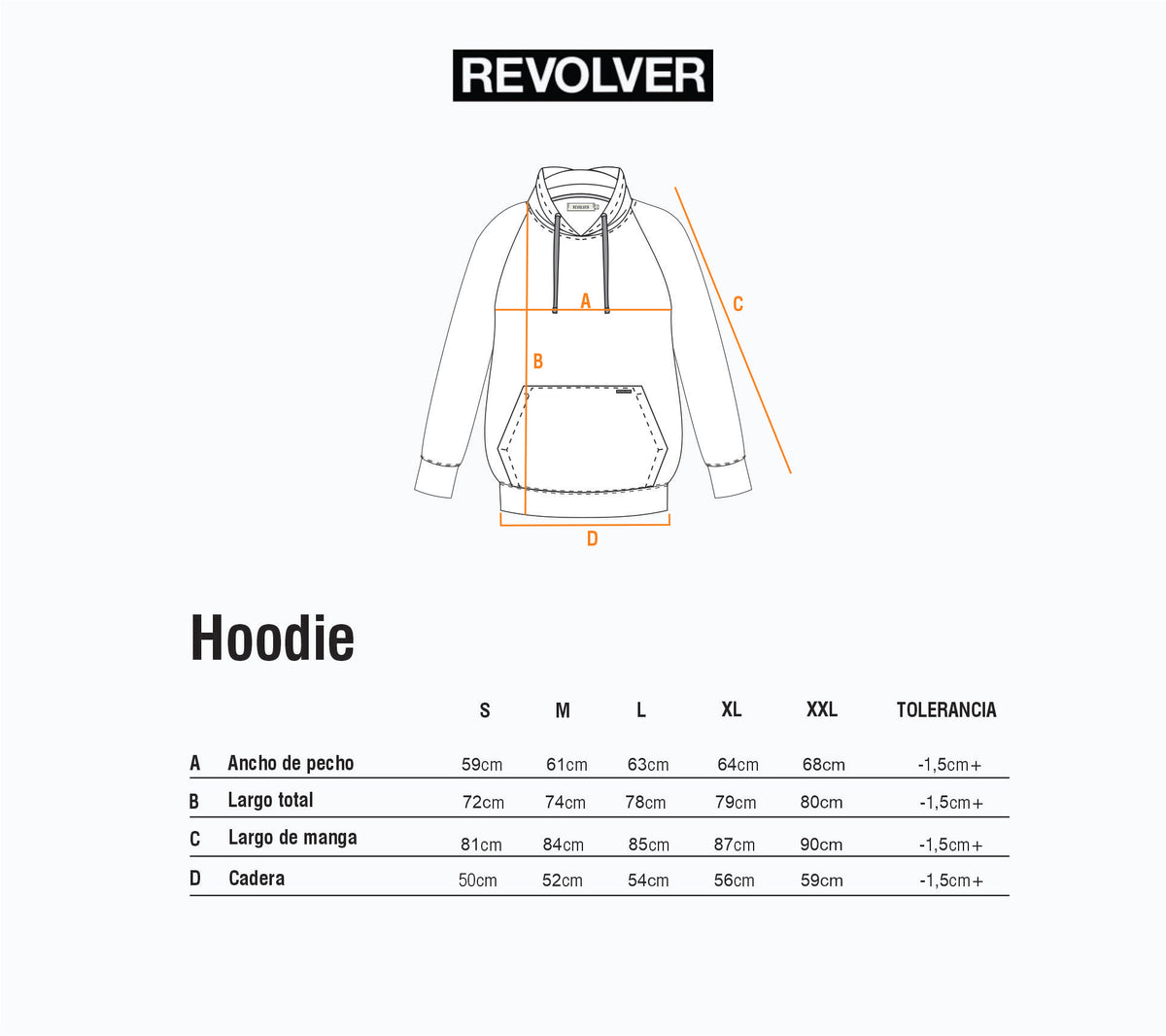 Guía de Talles - Buzo Hoodie Negro