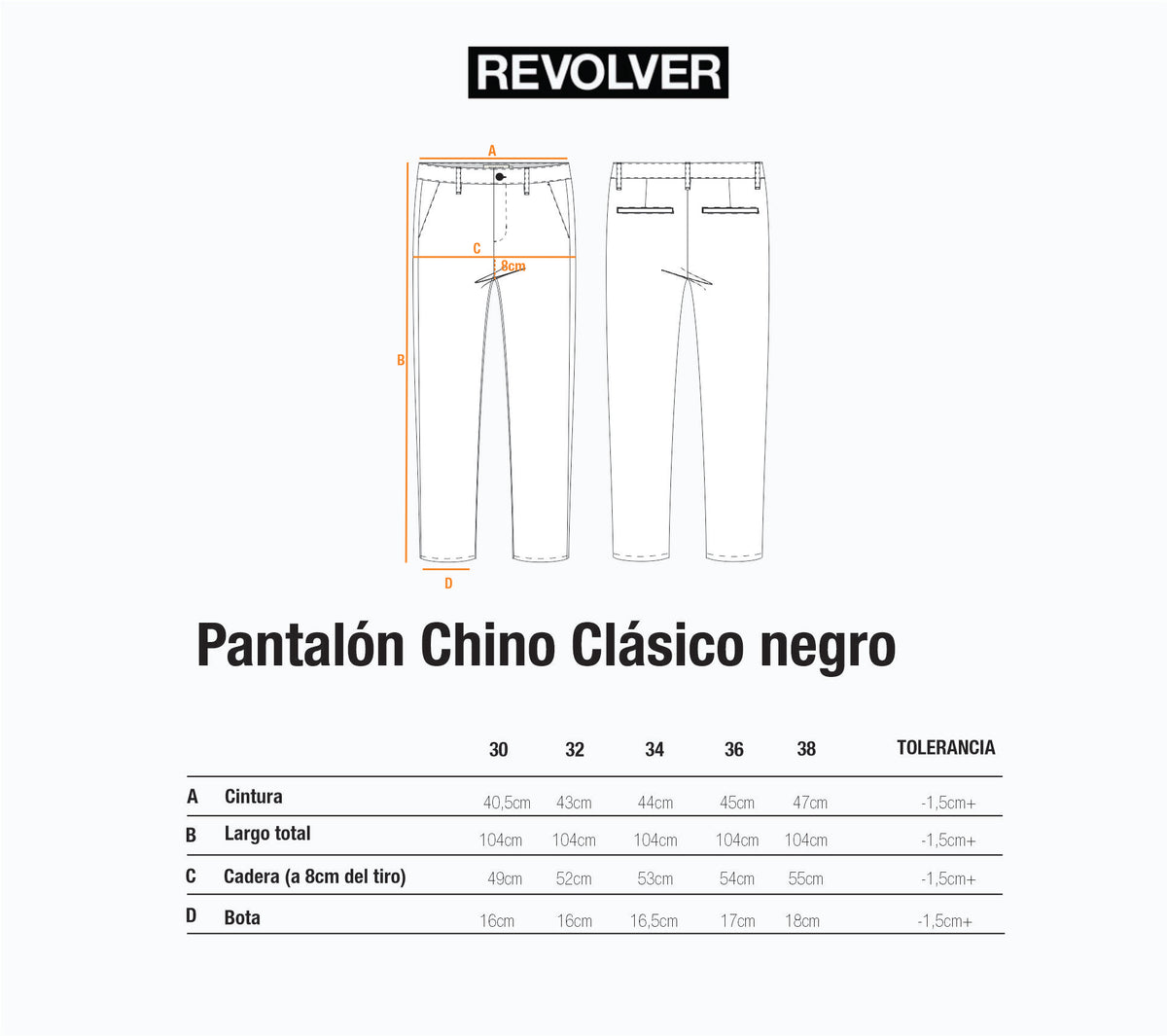 Guía de Talles - Pantalón Chino Clásico Negro