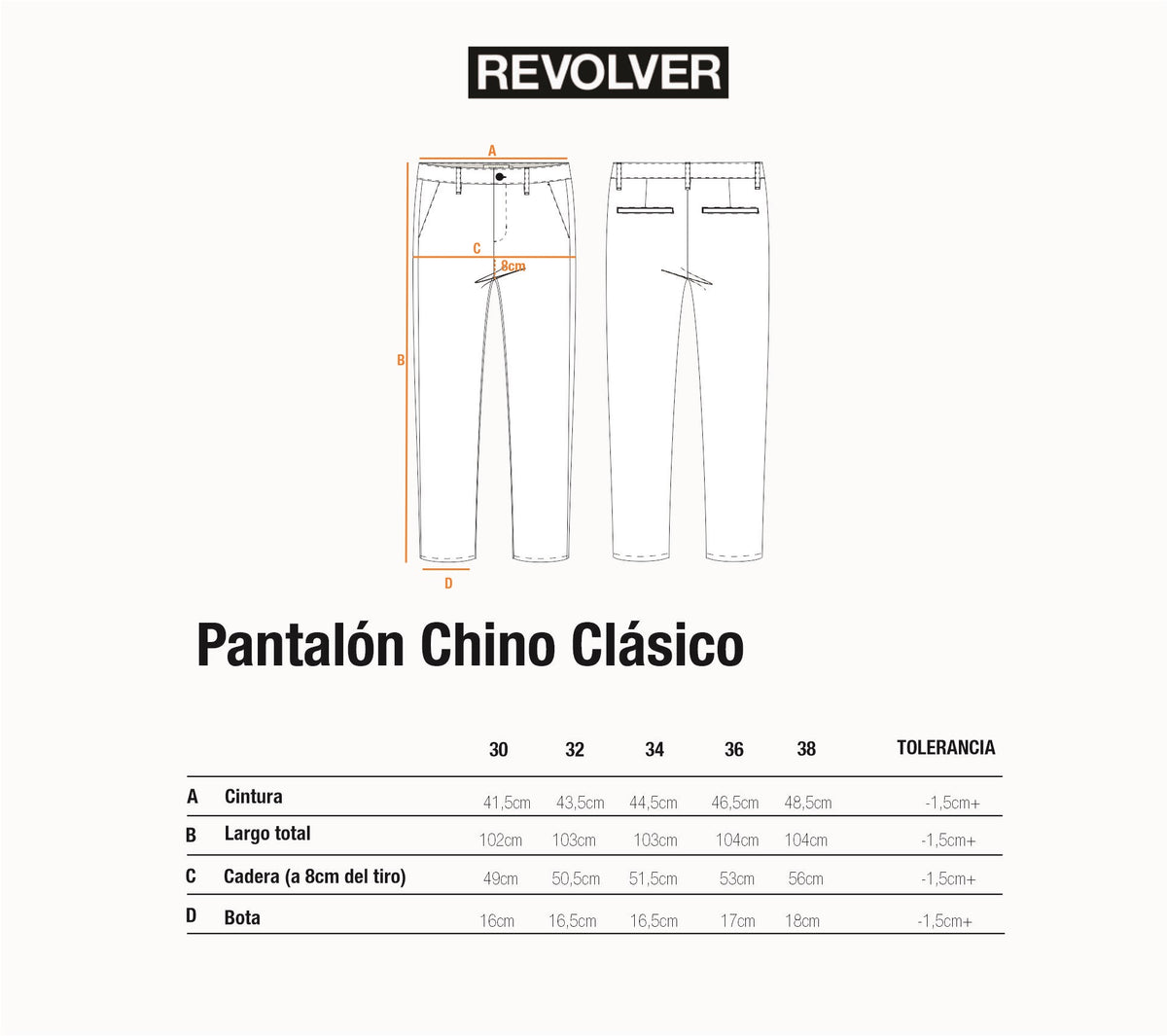Guía de Talles - Pantalón Chino Clásico Verde