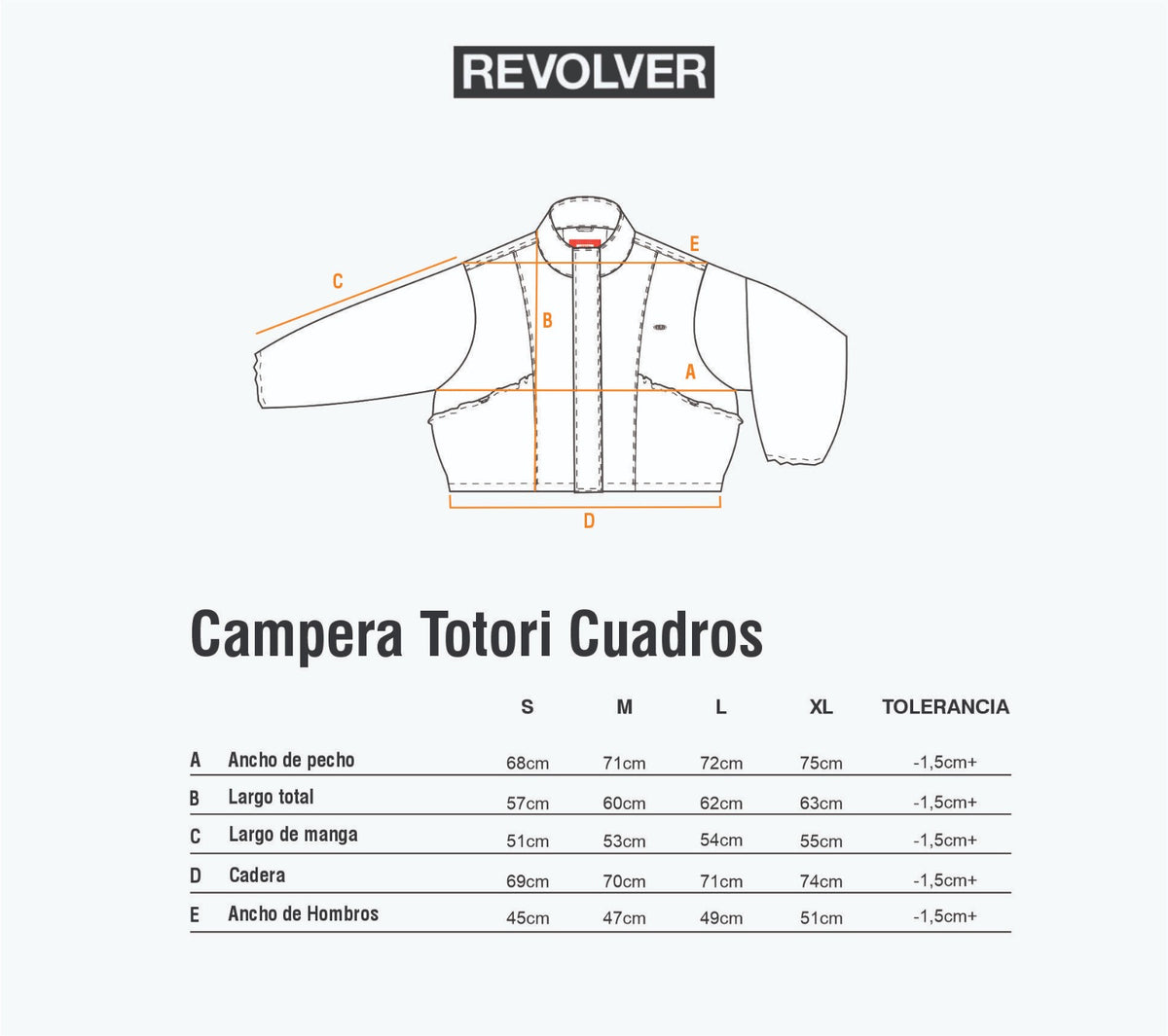 Guía de Talles - Campera Totori Cuadros Crudo
