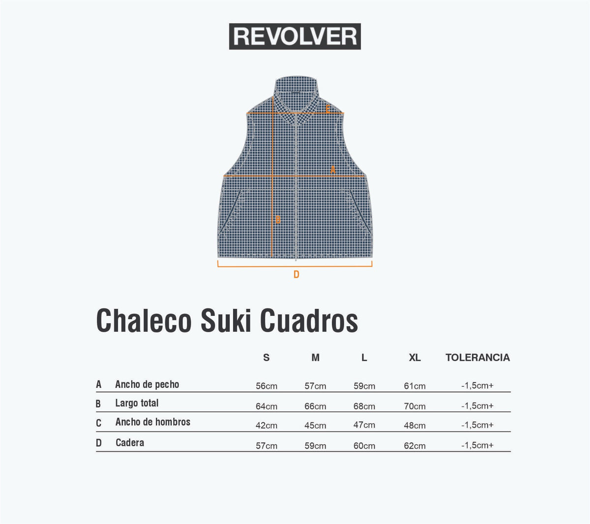Guía de Talles - Chaleco Suki Cuadros Azul