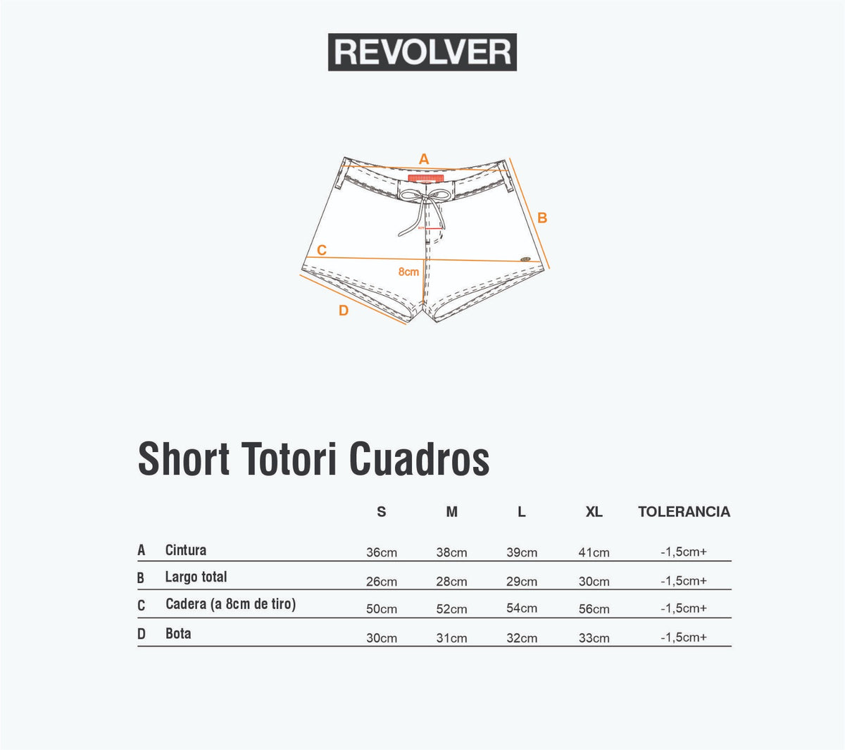 Guía de Talles - Short Totori Cuadros Crudo