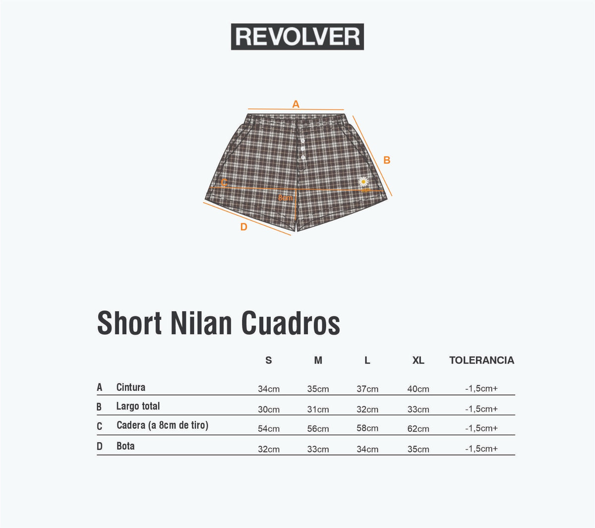 Guía de Talles - Short Nilan Cuadros Marrón