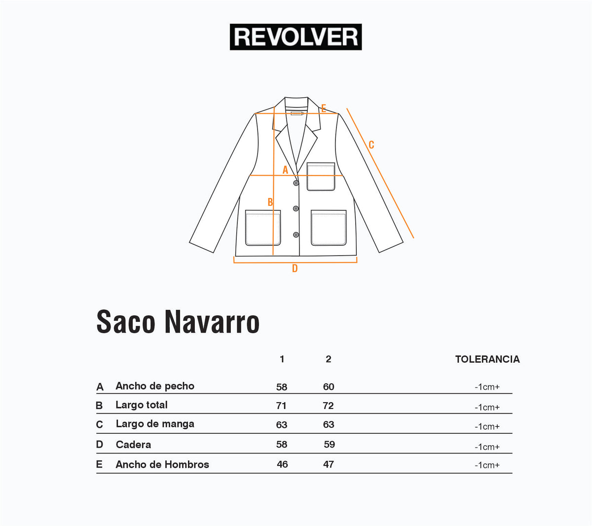 Guía de Talles - Saco Navarro Azul